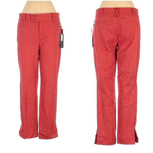 Anthropologie Pants - NWT Anthropologie straight leg checkered red career business work pants sz 2